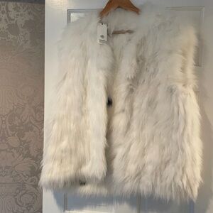 White Fox Fur Vest Tory Burch NWT REVERSIBLE XL